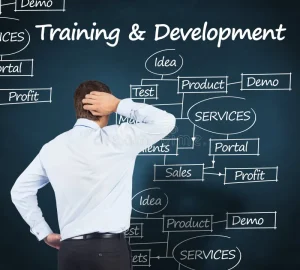 Business owner scratching head over a blank business plan or flowchart